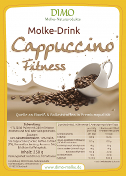 Whey drink cappuccino with valuable fiber