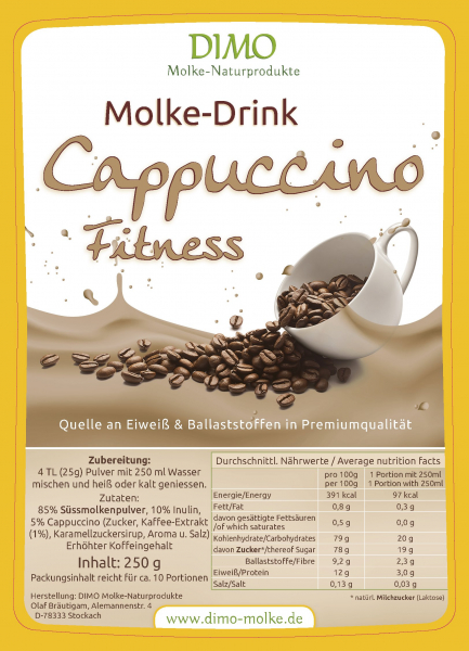 Molke Drink Cappuccino mit wertvollen Ballaststoffen 250 g